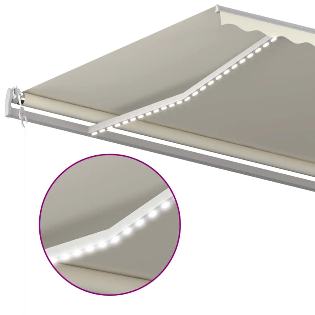 Automatska tenda sa senzorom za vjetar LED 500 x 300 cm krem