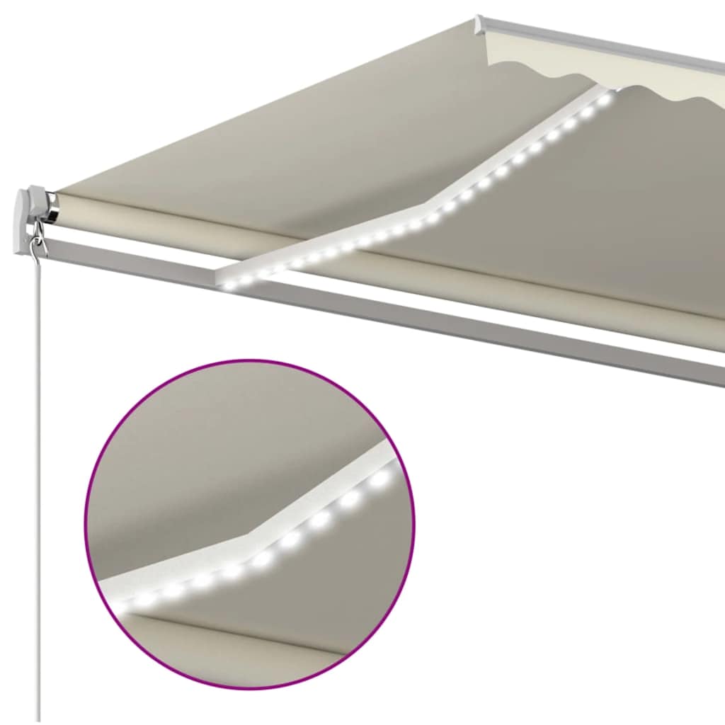 Tenda na ručno uvlačenje s LED svjetlima 600 x 300 cm krem