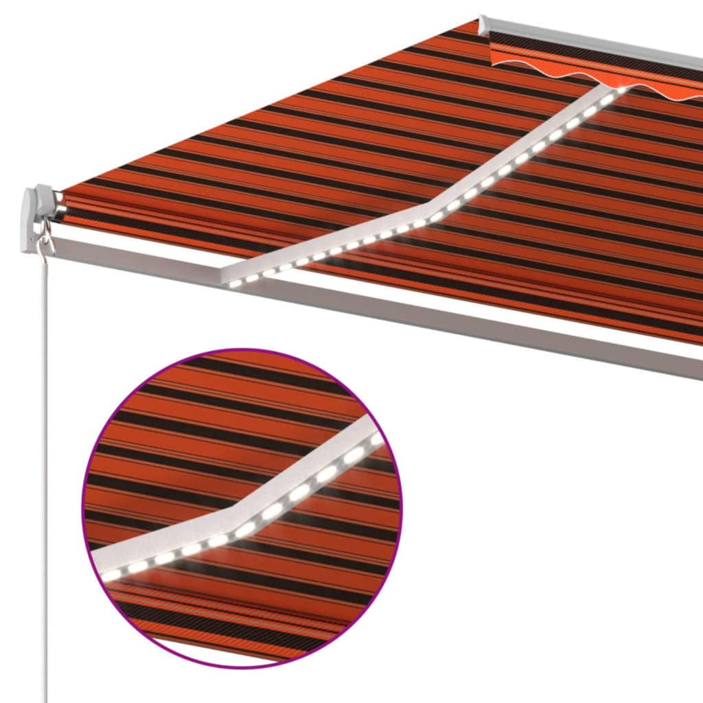 Tenda na ručno uvlačenje LED 600 x 300 cm narančasto-smeđa