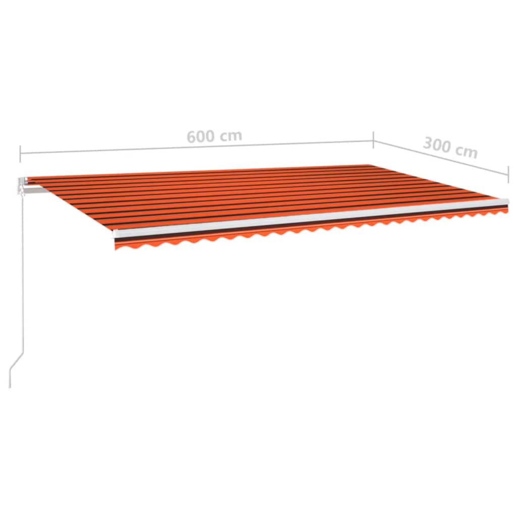Tenda na ručno uvlačenje LED 600 x 300 cm narančasto-smeđa