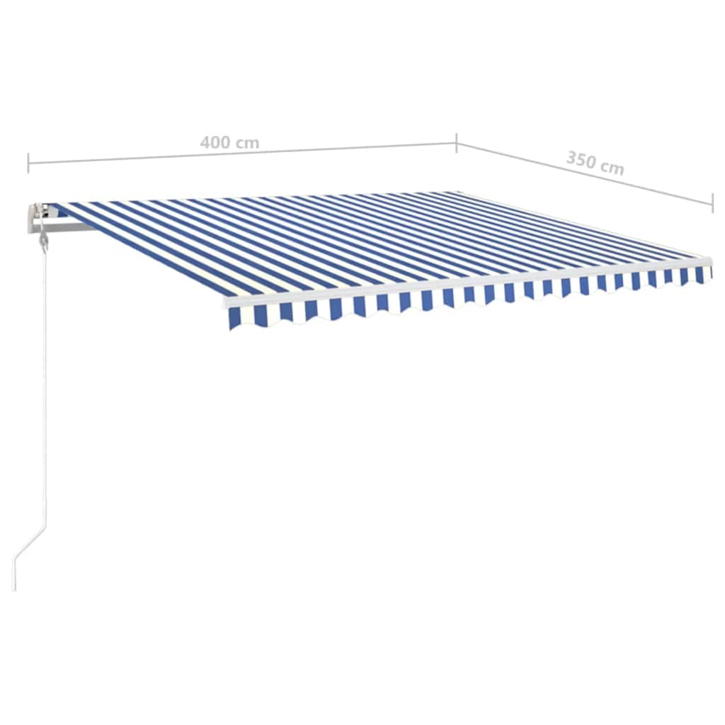 Automatska tenda sa senzorom LED 400x350 cm plavo-bijela