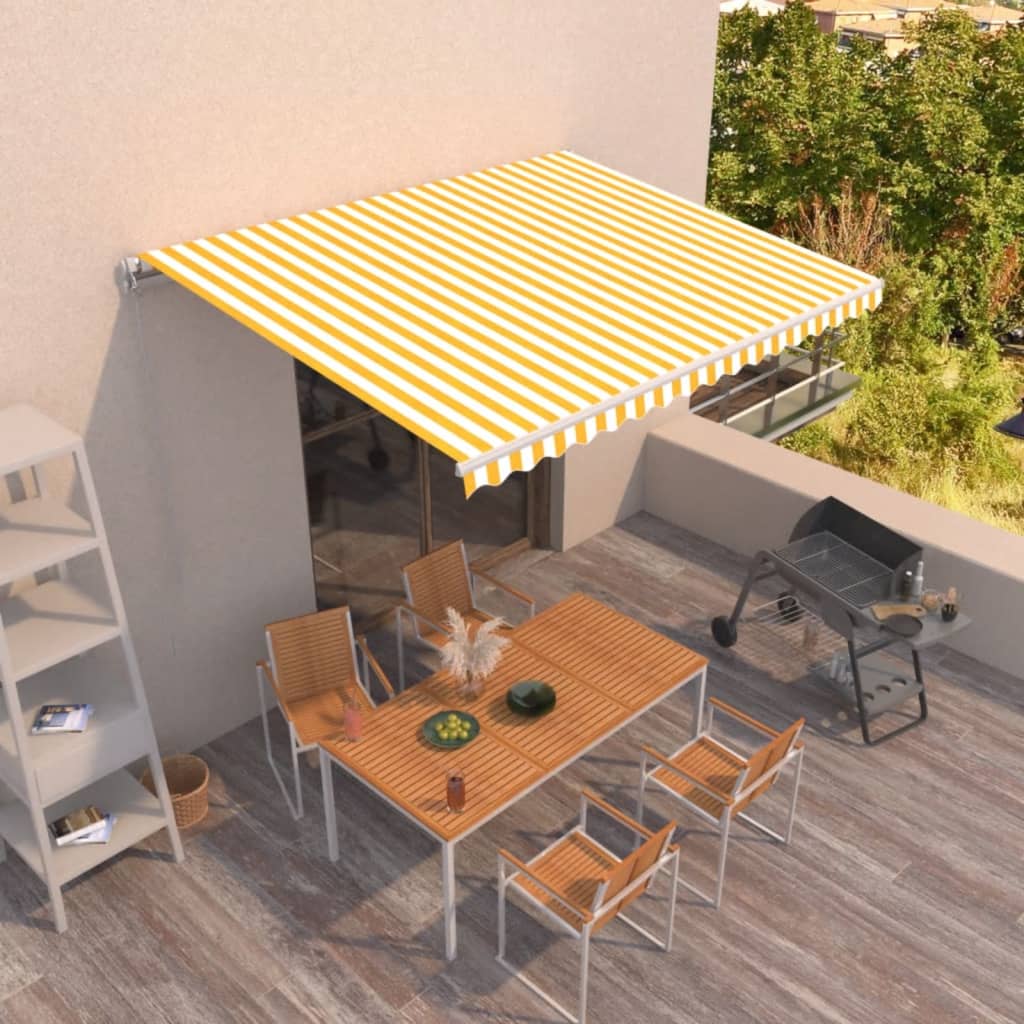 Tenda na ručno uvlačenje 450 x 350 cm žuto-bijela