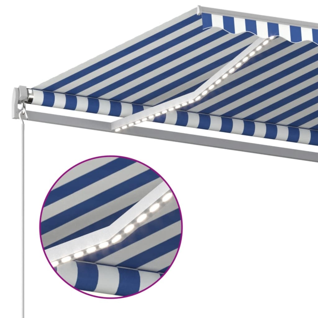 Tenda na ručno uvlačenje LED 500 x 350 cm plavo-bijela