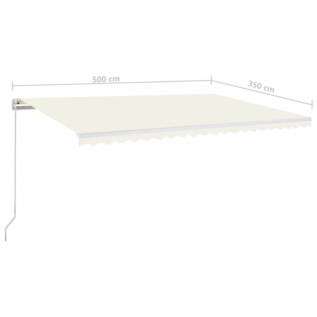 Tenda na ručno uvlačenje s LED svjetlima 500x350 cm krem