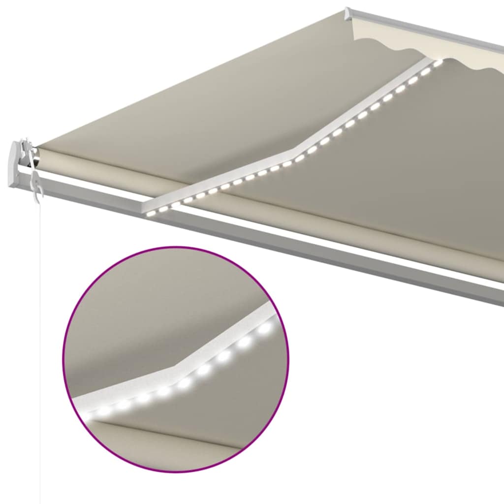 Automatska tenda sa senzorom za vjetar LED 500x350 cm krem