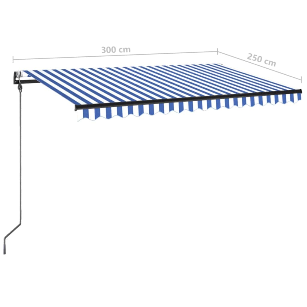 Automatska tenda sa senzorom LED 300x250 cm plavo-bijela
