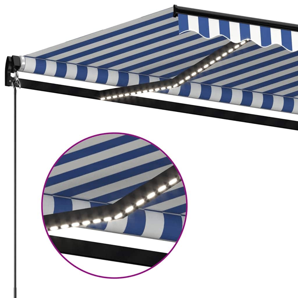 Tenda na ručno uvlačenje s LED svjetlom 350x250 cm plavo-bijela