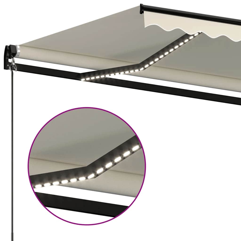 Tenda na ručno uvlačenje s LED svjetlom 350 x 250 cm krem