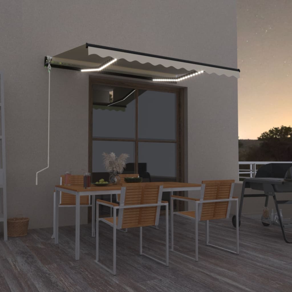 Automatska tenda sa senzorom za vjetar LED 350x250 cm krem