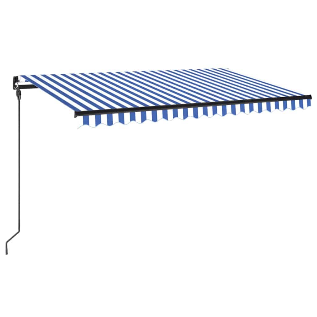 Tenda na ručno uvlačenje s LED svjetlom 450x300 cm plavo-bijela