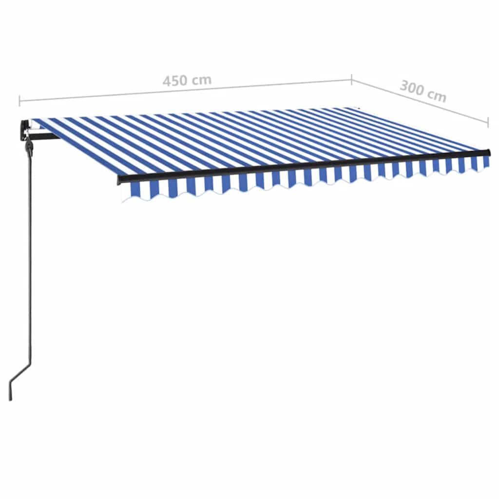 Tenda na ručno uvlačenje s LED svjetlom 450x300 cm plavo-bijela