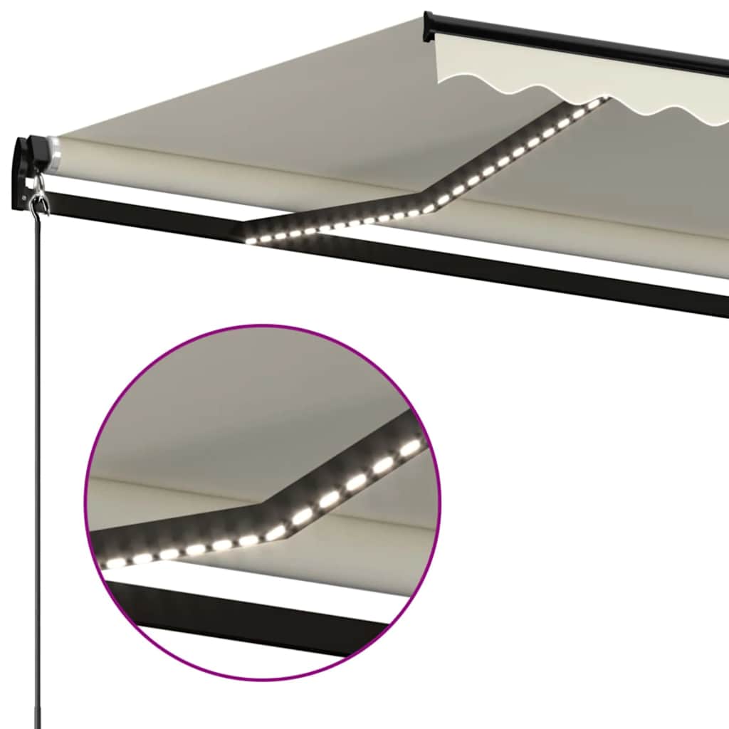 Tenda na ručno uvlačenje s LED svjetlom 450 x 300 cm krem