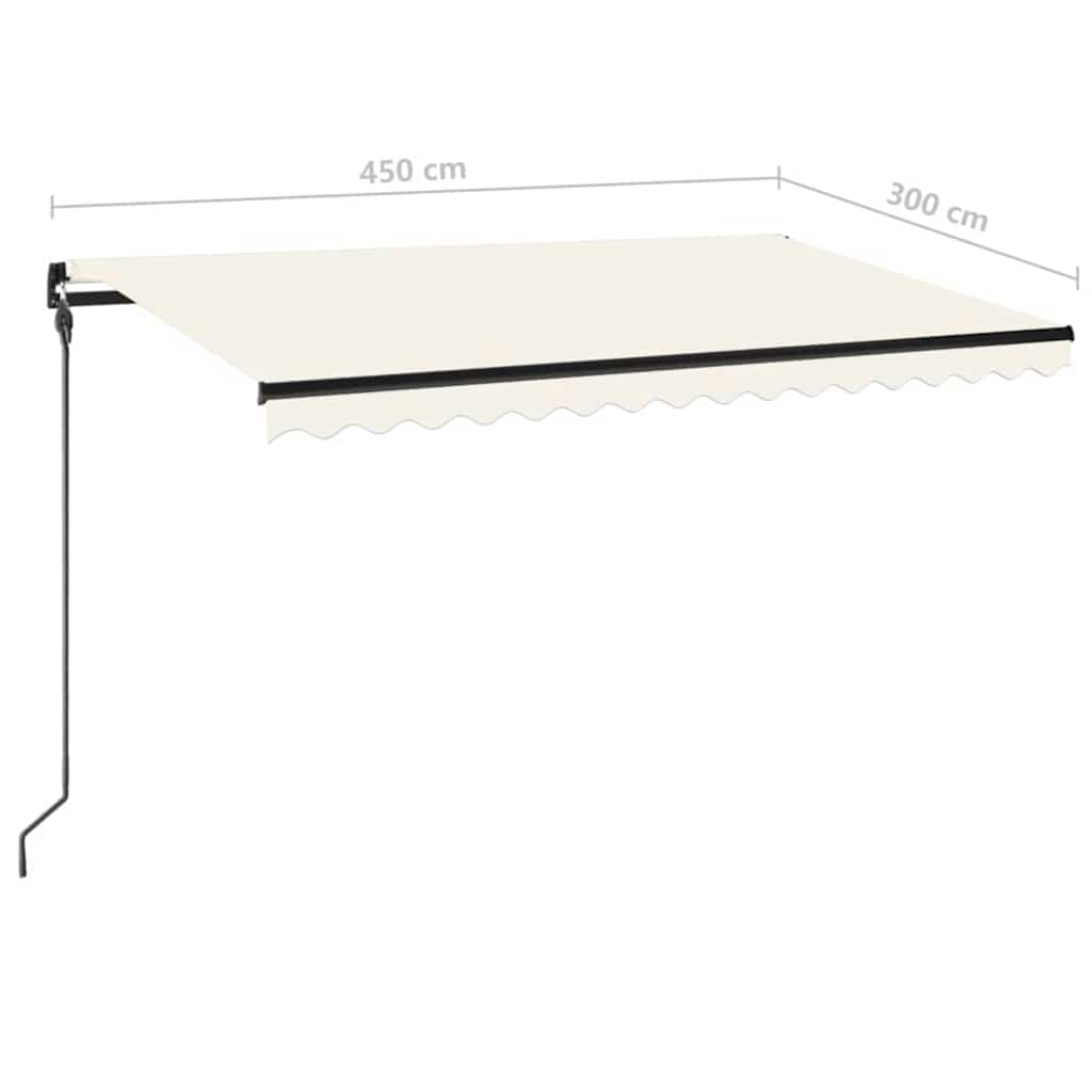 Tenda na ručno uvlačenje s LED svjetlom 450 x 300 cm krem
