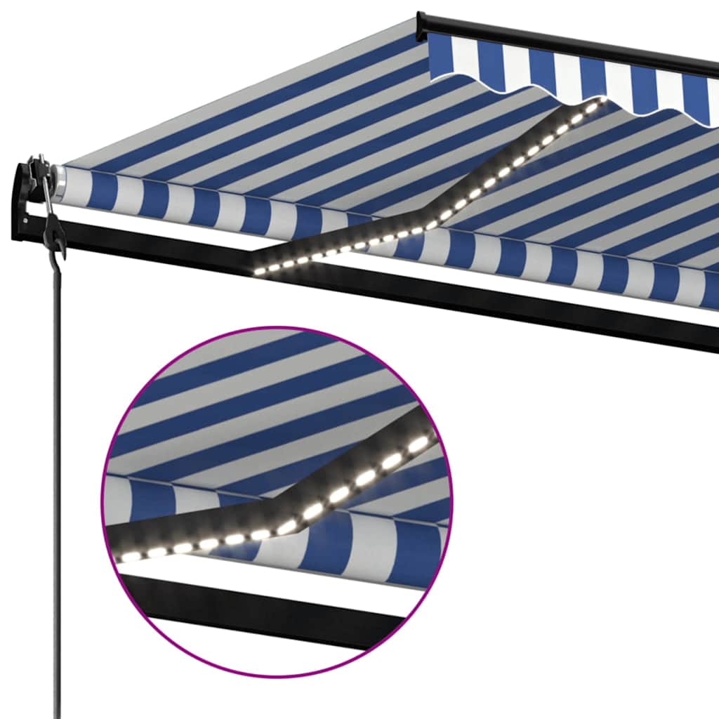 Automatska tenda sa senzorom LED 450 x 300 cm plavo-bijela