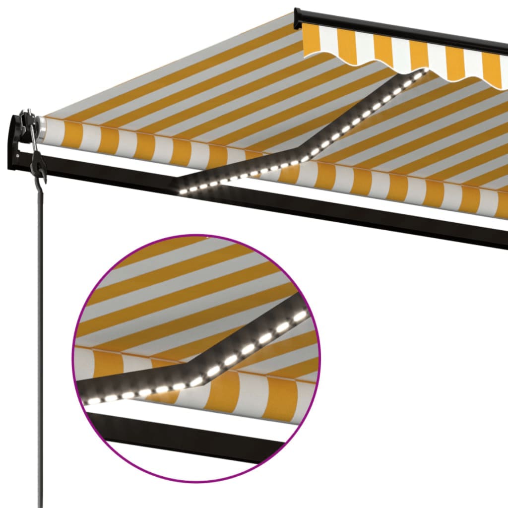 Automatska tenda sa senzorom LED 450 x 300 cm žuto-bijela