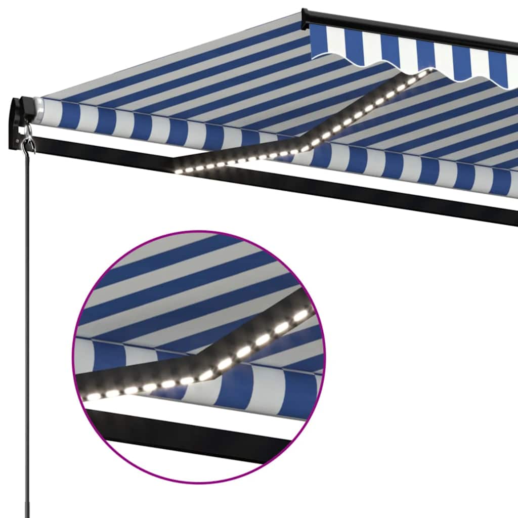 Tenda na ručno uvlačenje s LED svjetlom 500x300 cm plavo-bijela