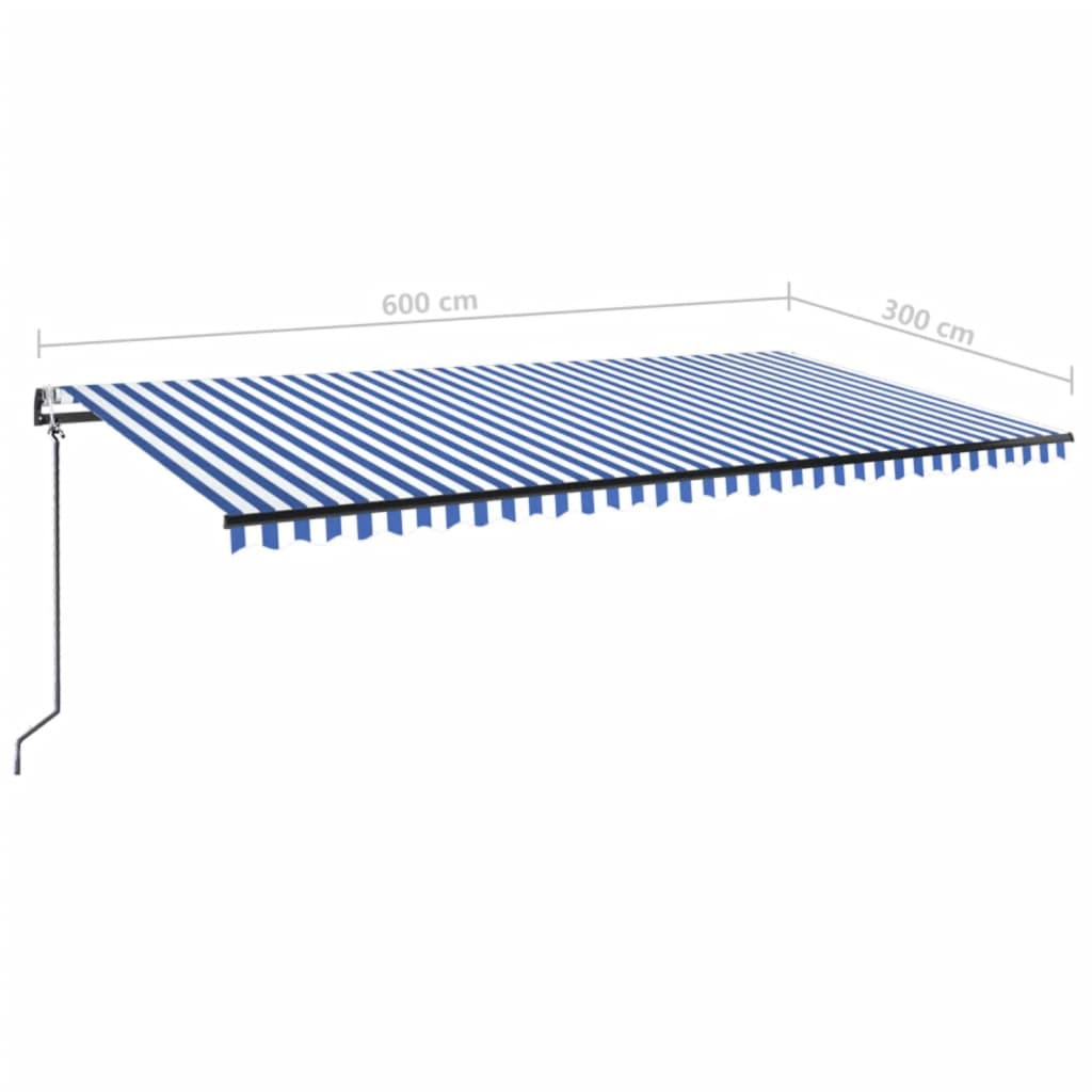 Automatska tenda sa senzorom LED 600 x 300 cm plavo-bijela