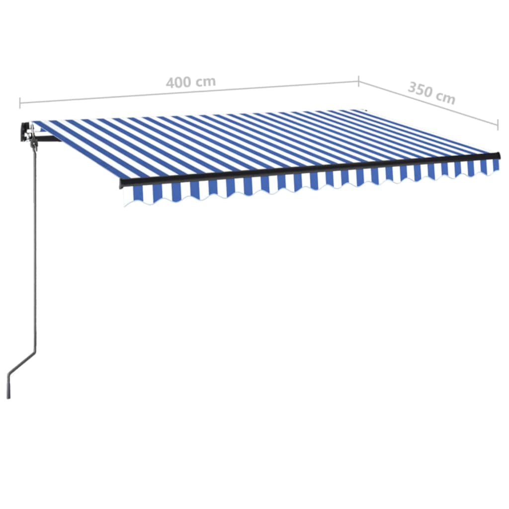 Tenda na ručno uvlačenje s LED svjetlom 400x350 cm plavo-bijela