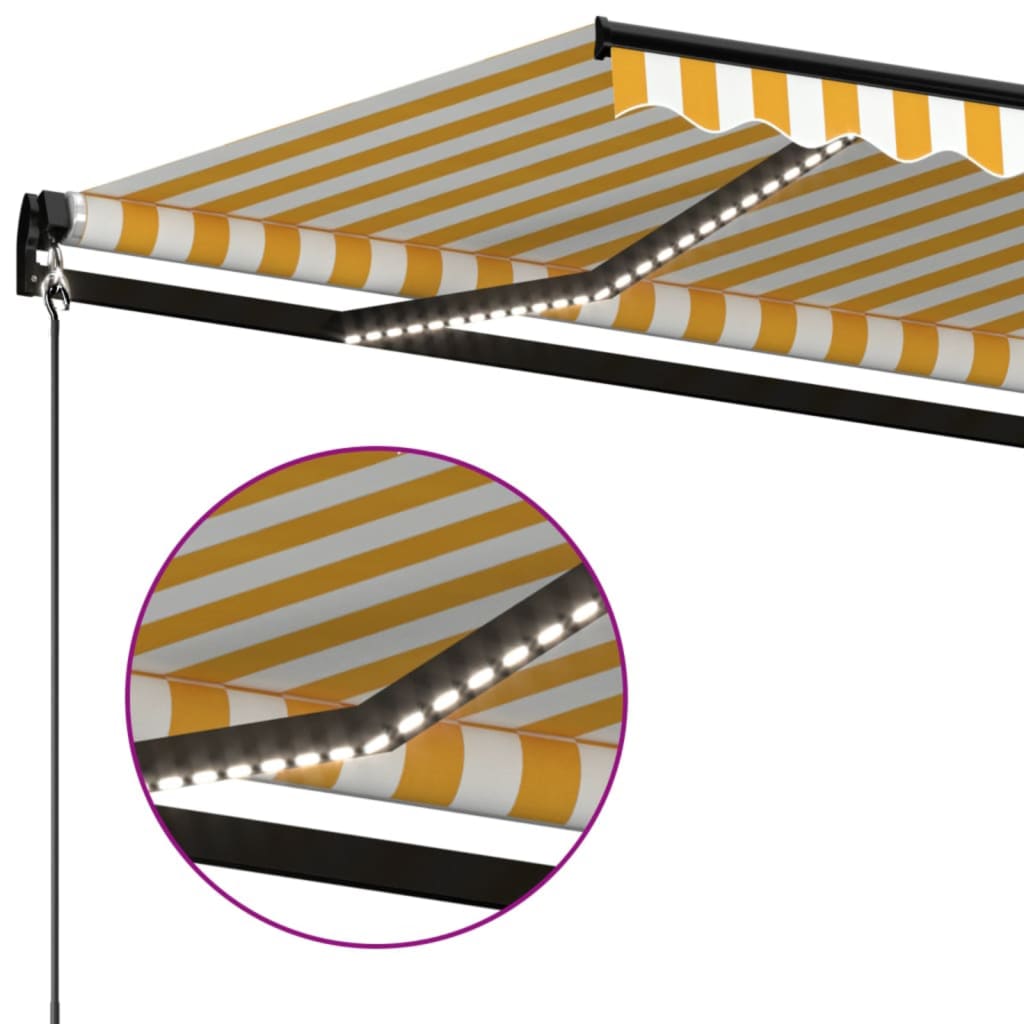 Tenda na ručno uvlačenje s LED svjetlima 400x350 cm žuto-bijela