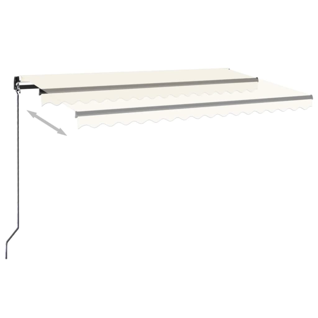 Tenda na ručno uvlačenje s LED svjetlima 450 x 350 cm krem