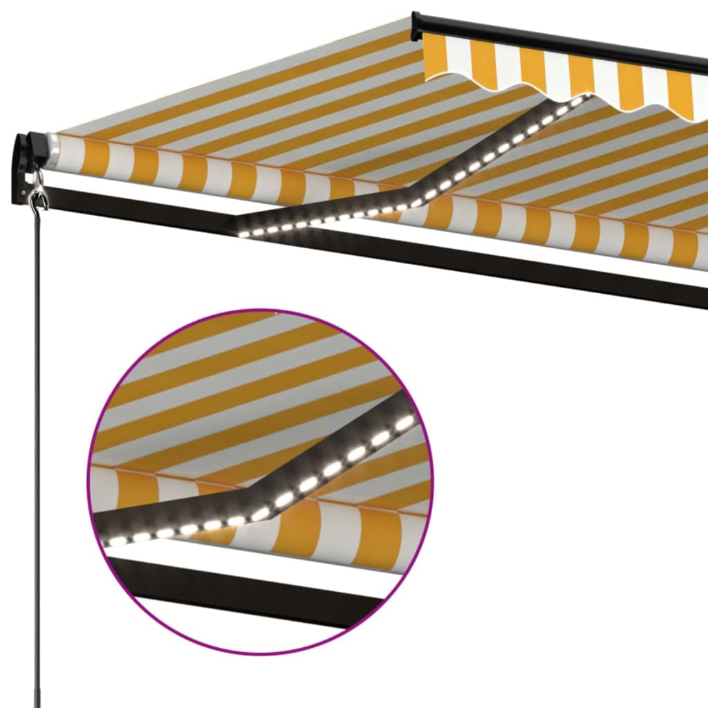 Tenda na ručno uvlačenje s LED svjetlima 450x350 cm žuto-bijela