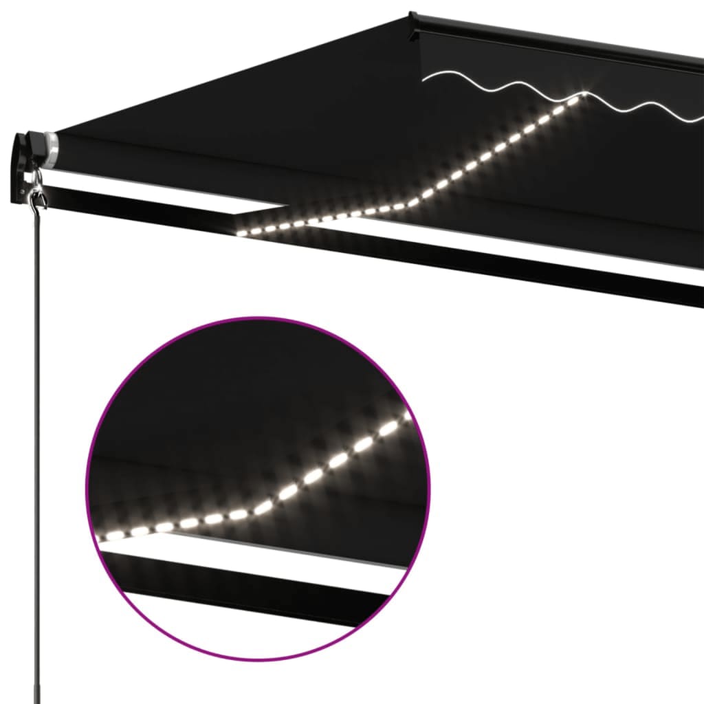 Tenda na ručno uvlačenje s LED svjetlima 450 x 350 cm antracit