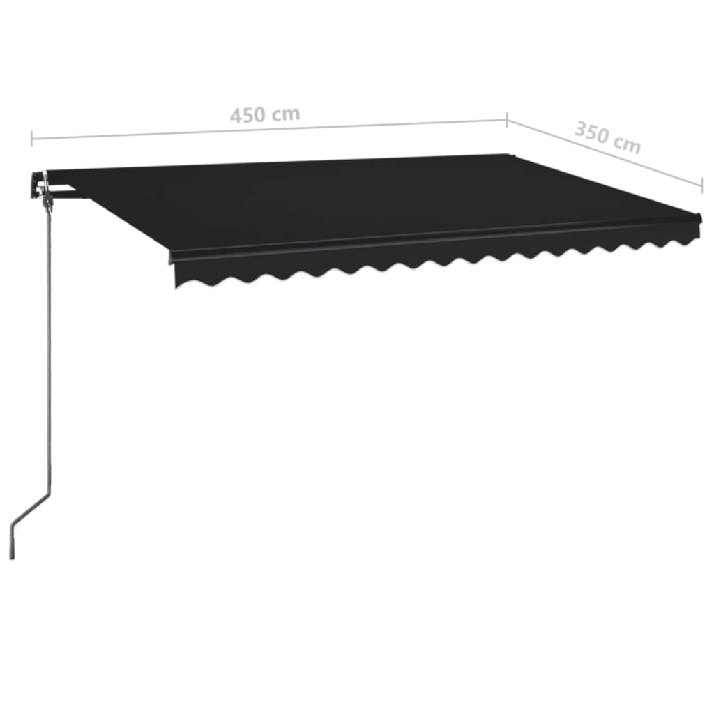 Tenda na ručno uvlačenje s LED svjetlima 450 x 350 cm antracit