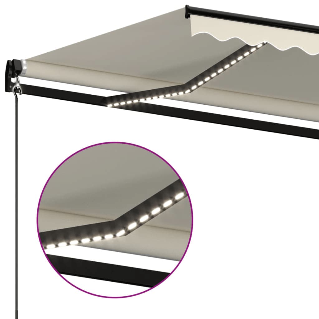 Tenda na ručno uvlačenje s LED svjetlima 500x350 cm krem