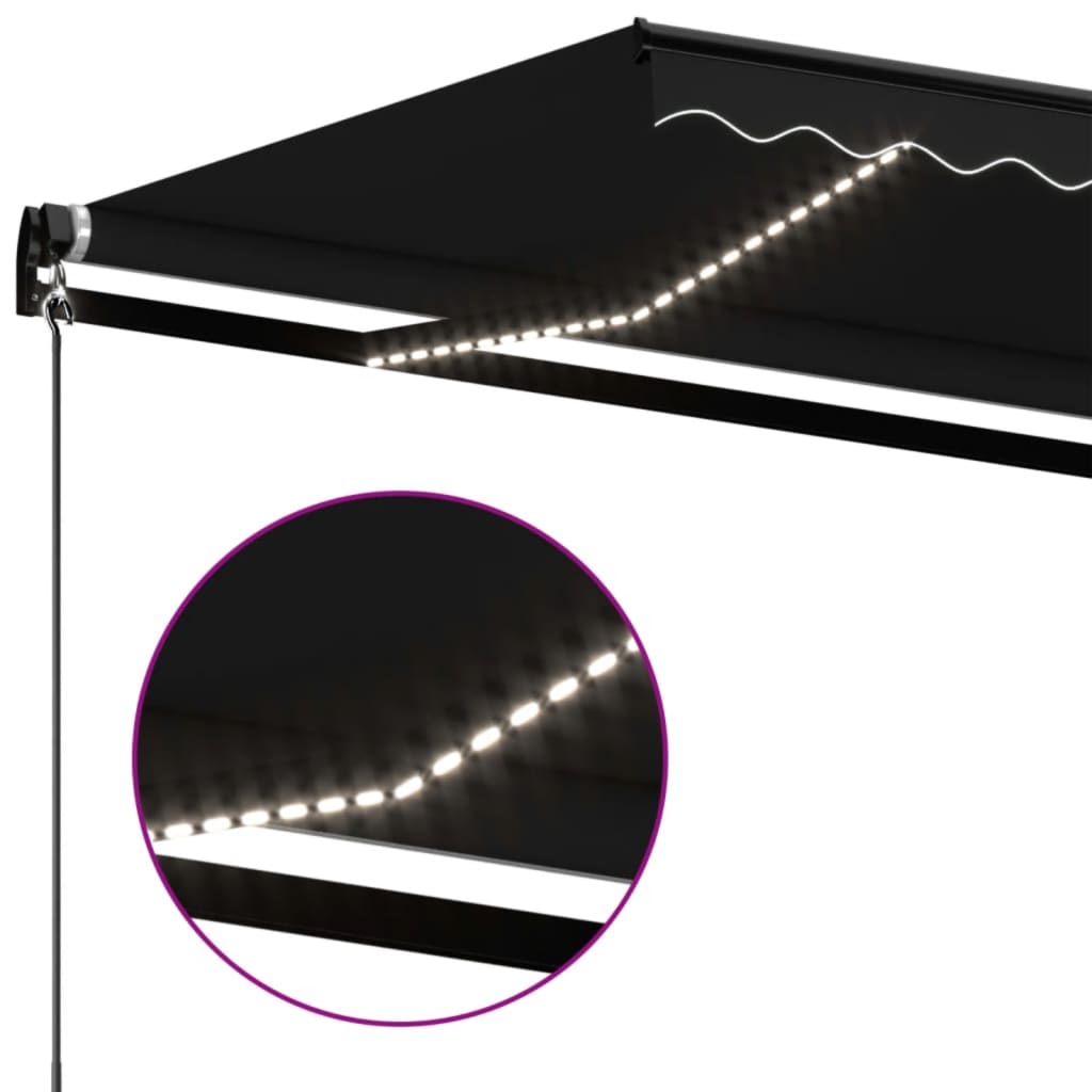 Tenda na ručno uvlačenje s LED svjetlima 500x350 cm antracit