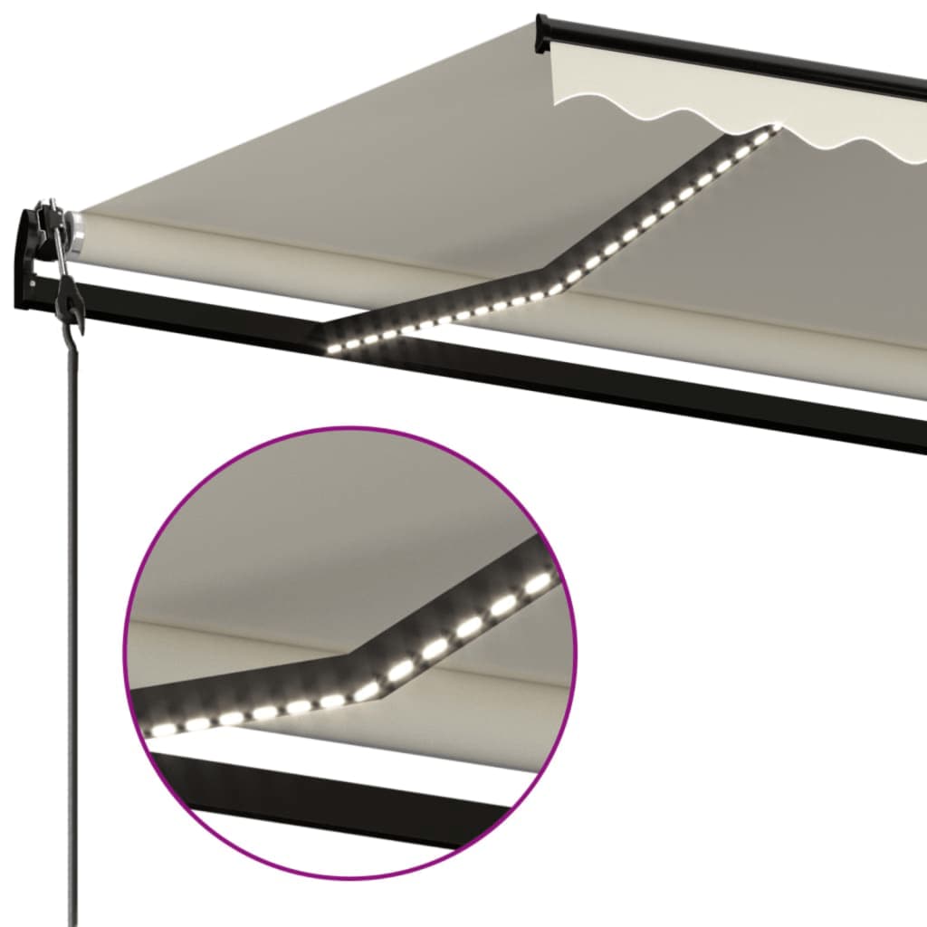 Automatska tenda sa senzorom za vjetar LED 500x350 cm krem