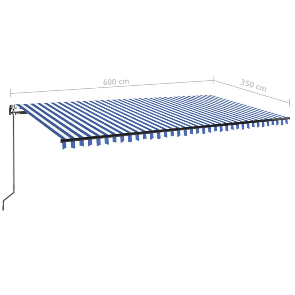 Automatska tenda sa senzorom LED 600x350 cm plavo-bijela
