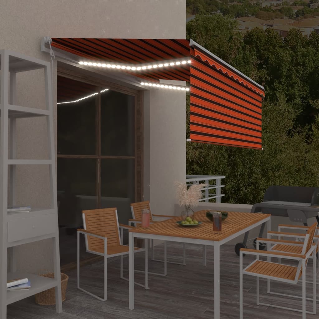 Automatska tenda roleta i senzor LED 3 x 2,5 m narančasto-smeđa