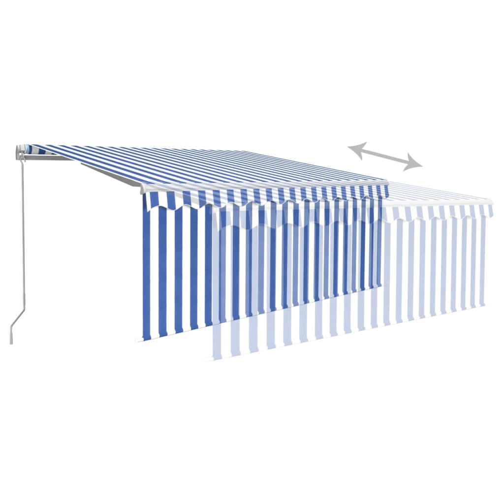 Tenda na ručno uvlačenje s roletom LED 3,5 x 2,5 m plavo-bijela