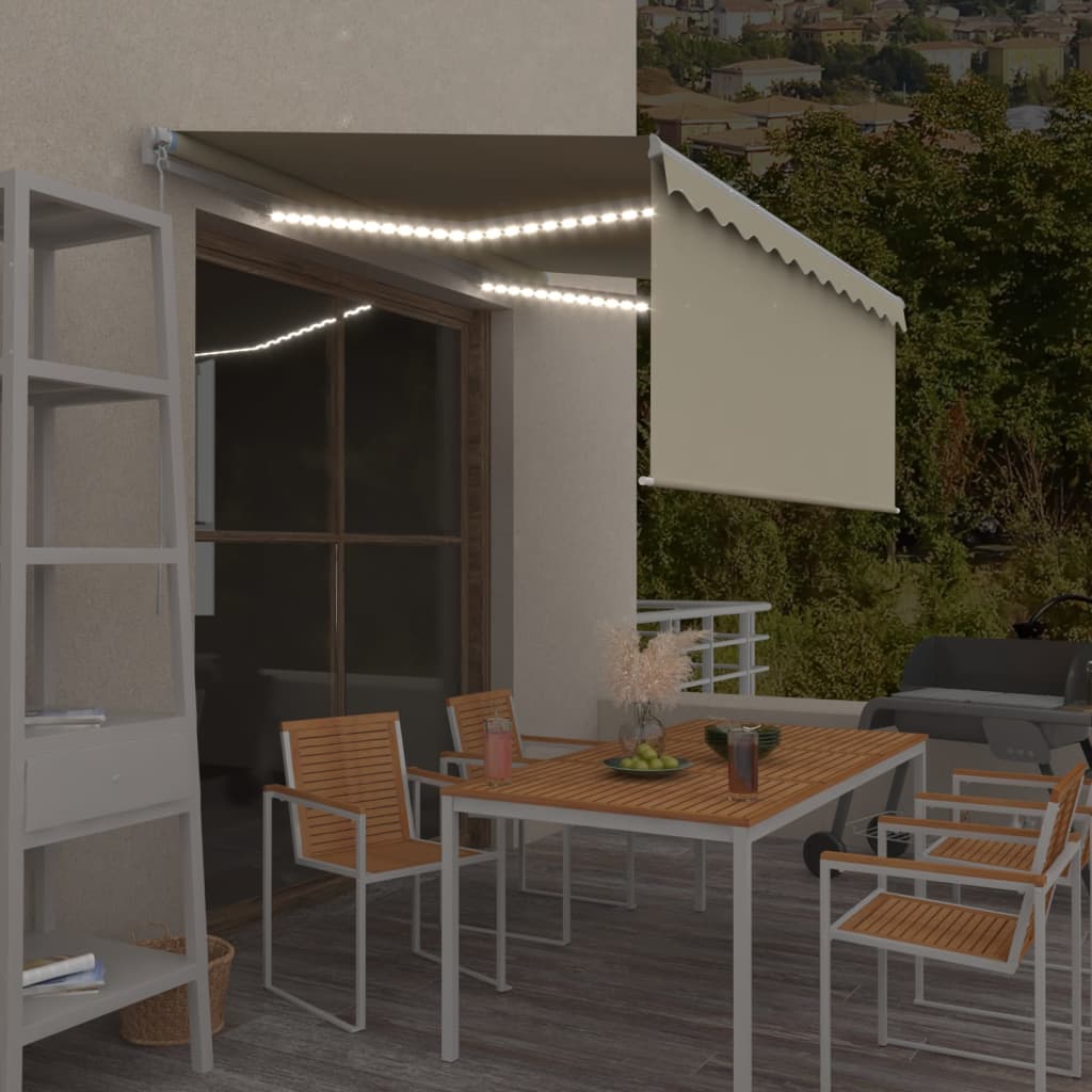 Tenda na ručno uvlačenje s roletom LED 3,5 x 2,5 m krem