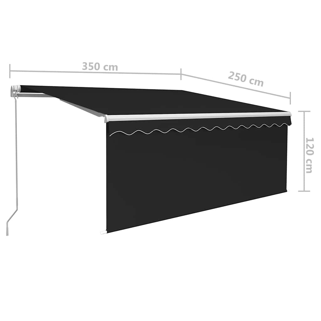 Tenda na ručno uvlačenje s roletom LED 3,5 x 2,5 m antracit