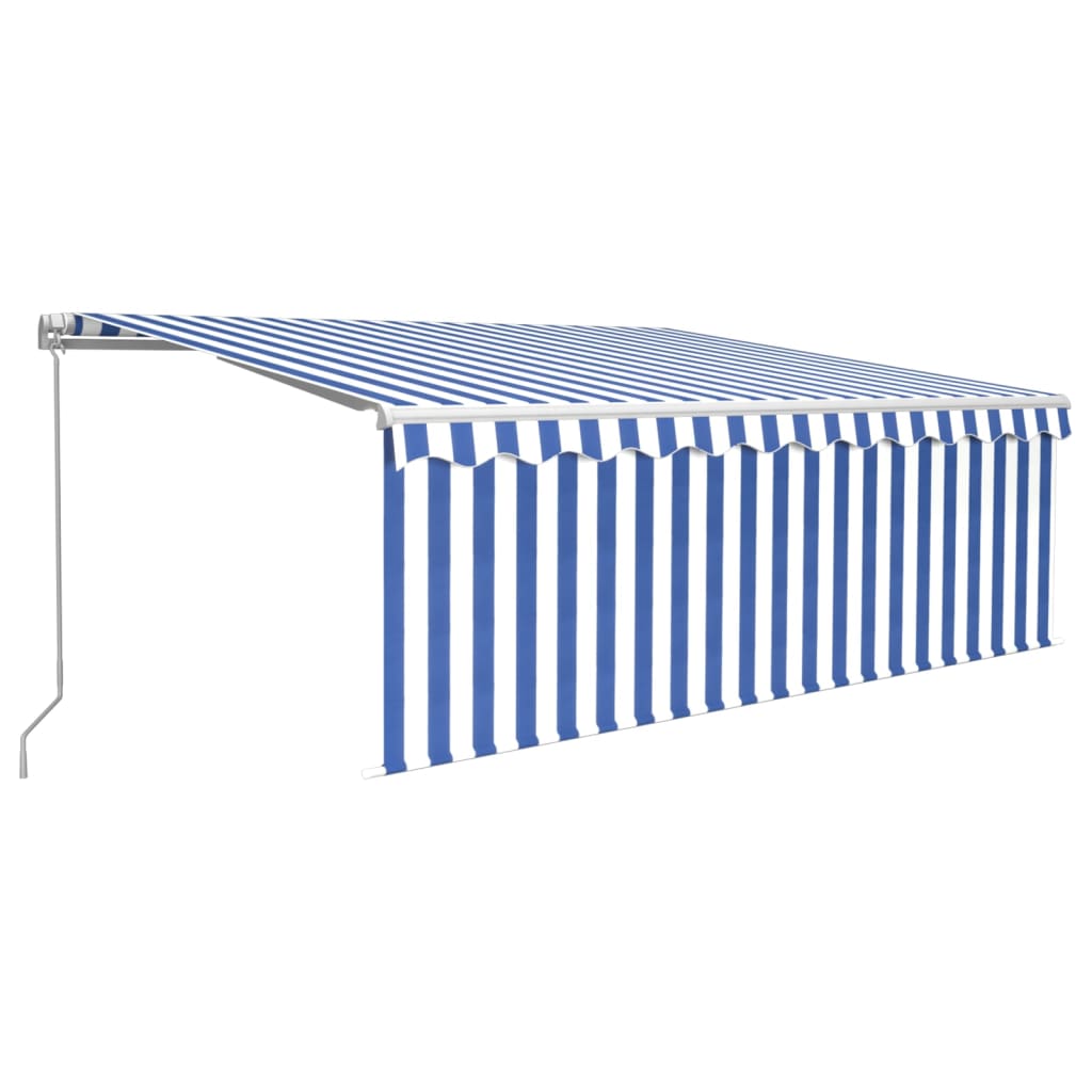 Tenda na ručno uvlačenje s roletom 4 x 3 m plavo-bijela