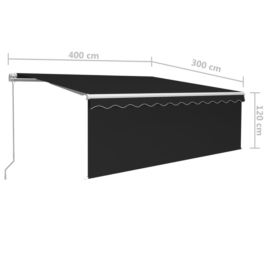 Tenda na ručno uvlačenje s roletom LED 4 x 3 m antracit
