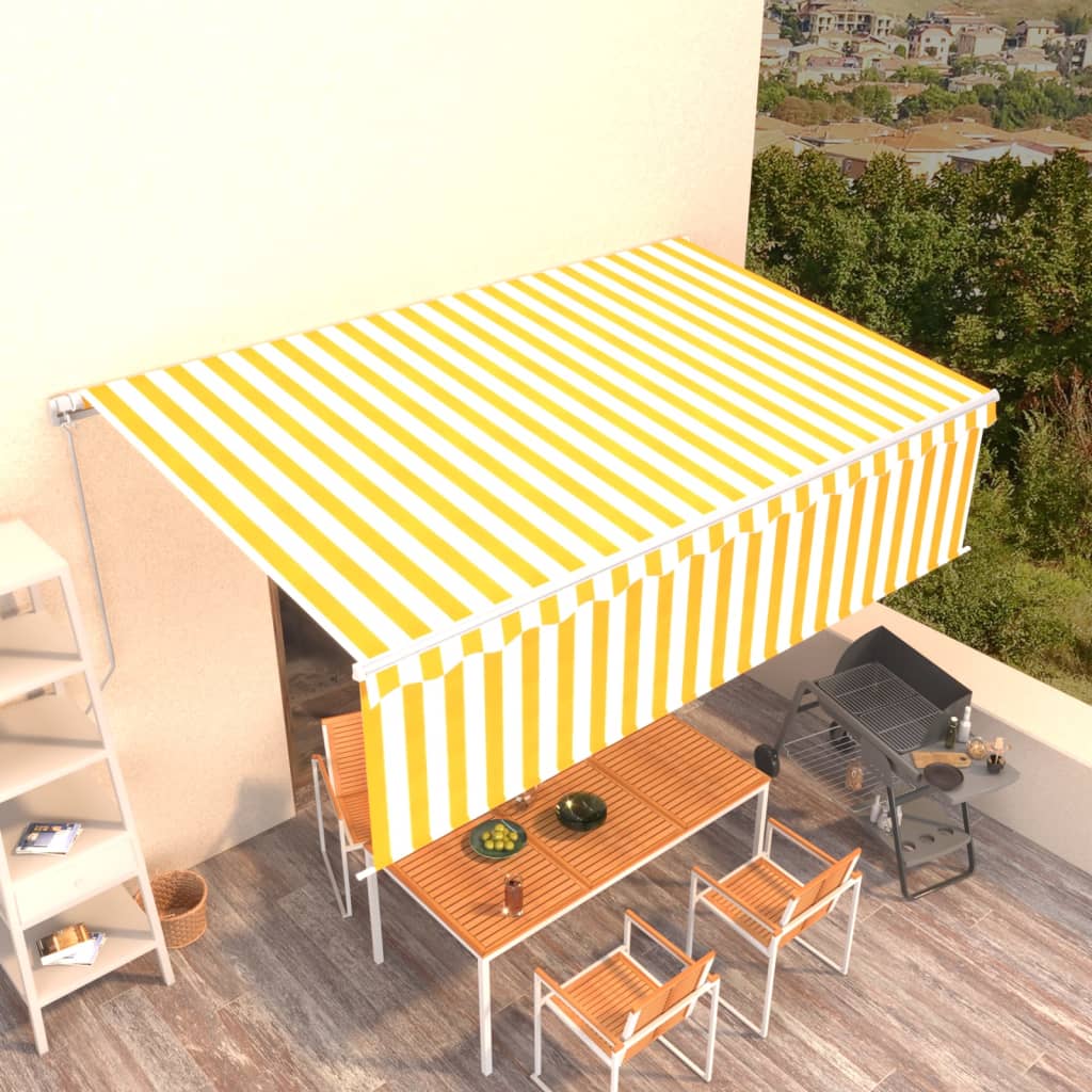 Tenda na ručno uvlačenje s roletom 5 x 3 m žuto-bijela