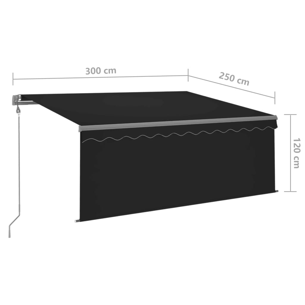 Automatska tenda s roletom i senzorom LED 3 x 2,5 m antracit