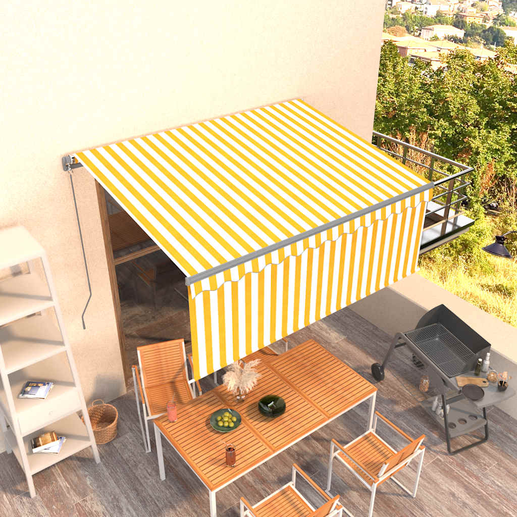 Tenda na ručno uvlačenje s roletom 3,5 x 2,5 m žuto-bijela