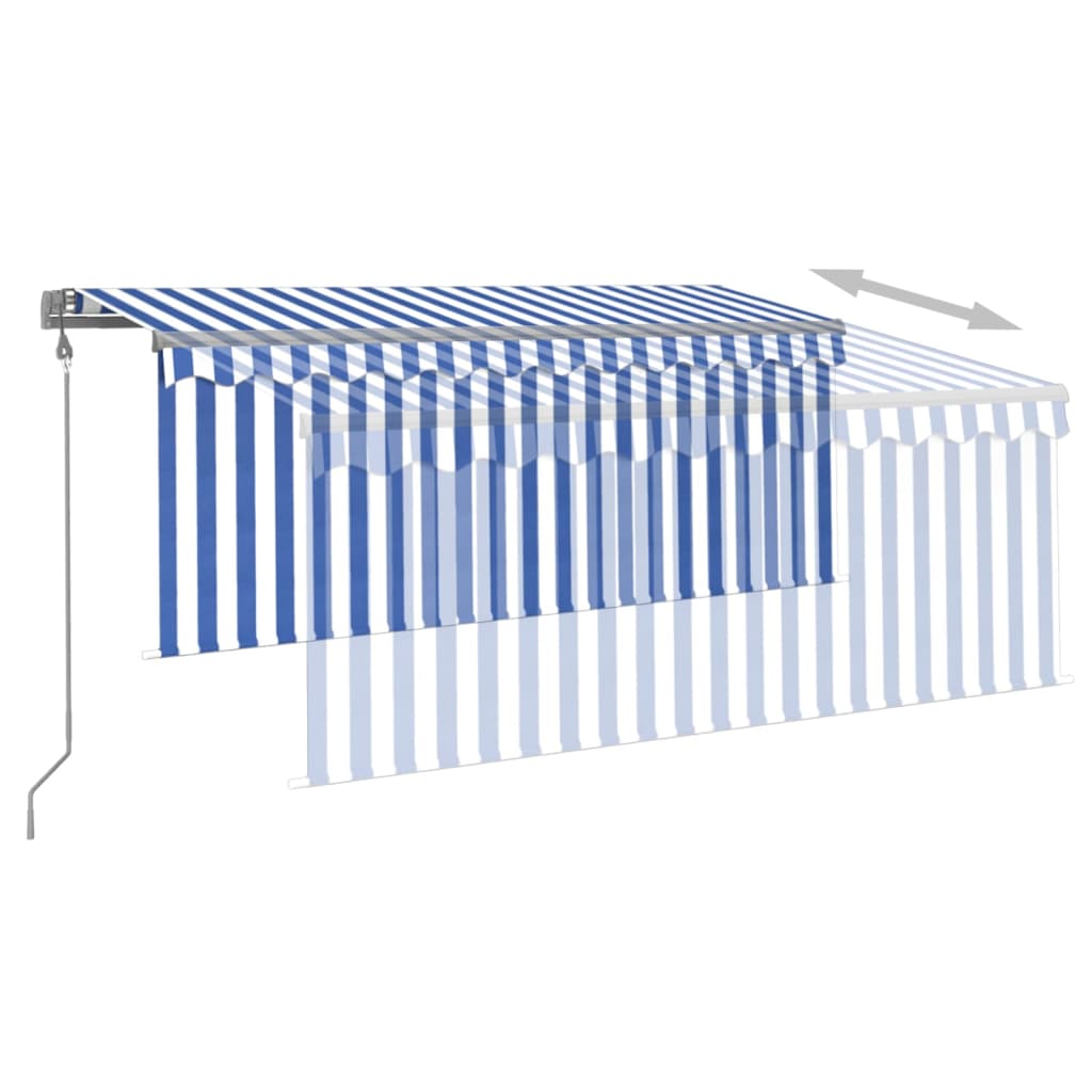 Automatska tenda s roletom i senzorom LED 3,5x2,5m plavo-bijela