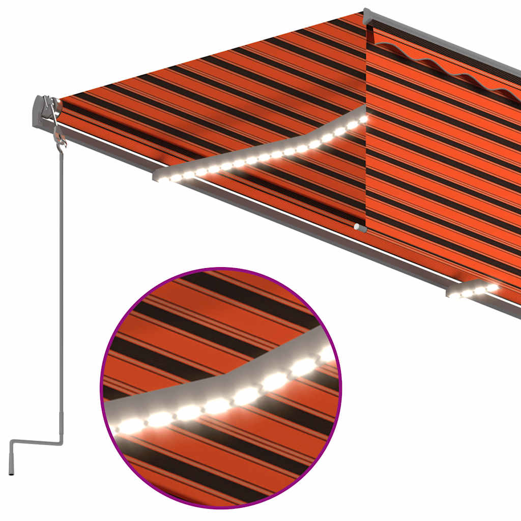 Automatska tenda roleta i senzor LED 3,5x2,5 m narančasto-smeđa