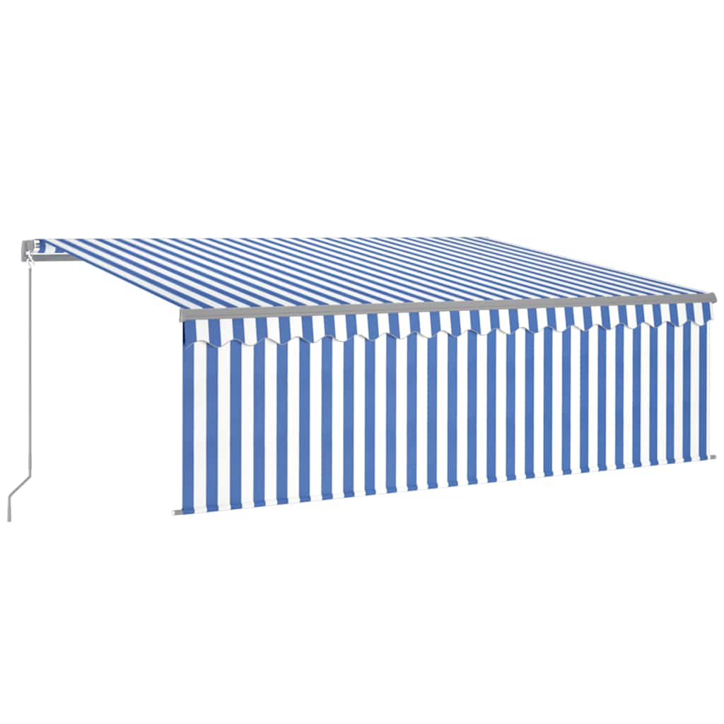 Tenda na ručno uvlačenje s roletom 4,5 x 3 m plavo-bijela