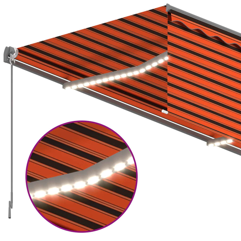Automatska tenda roleta i senzor LED 4,5 x 3 m narančasto-smeđa