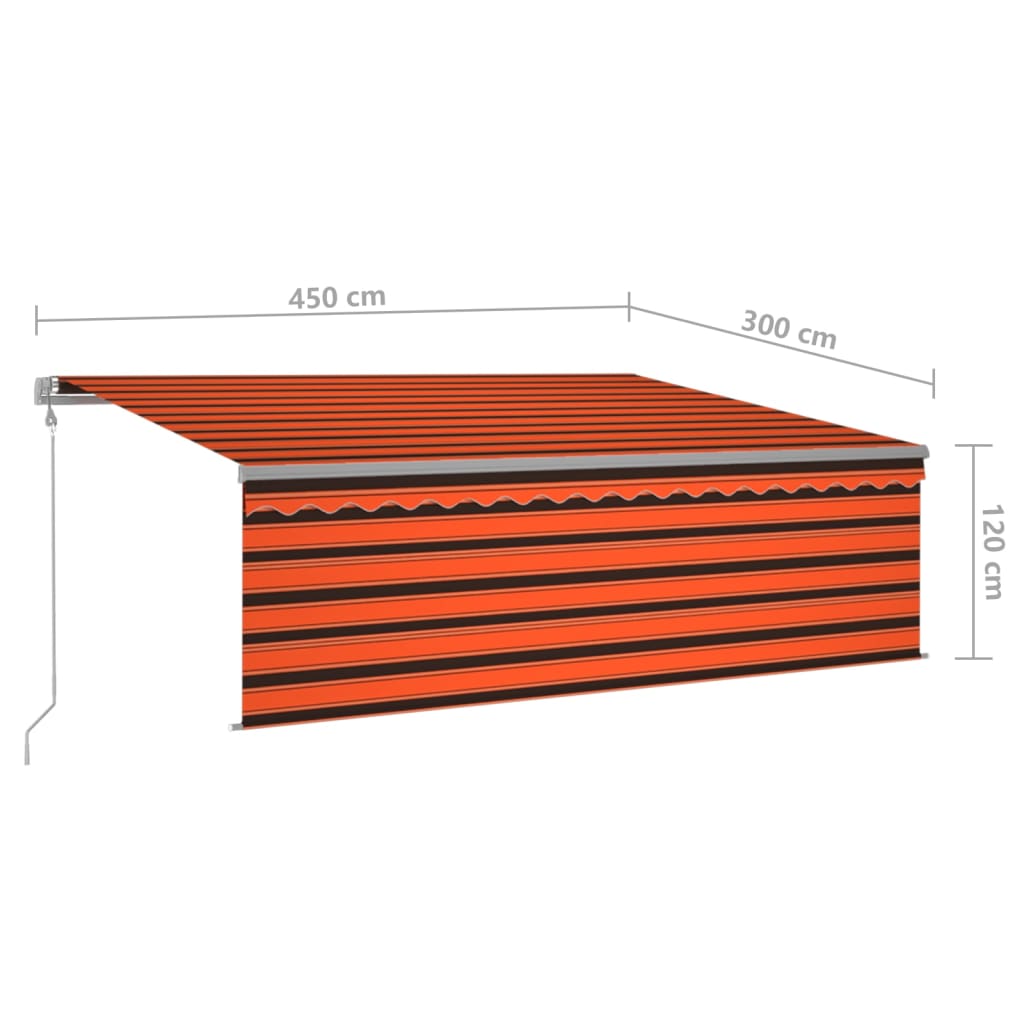 Automatska tenda roleta i senzor LED 4,5 x 3 m narančasto-smeđa