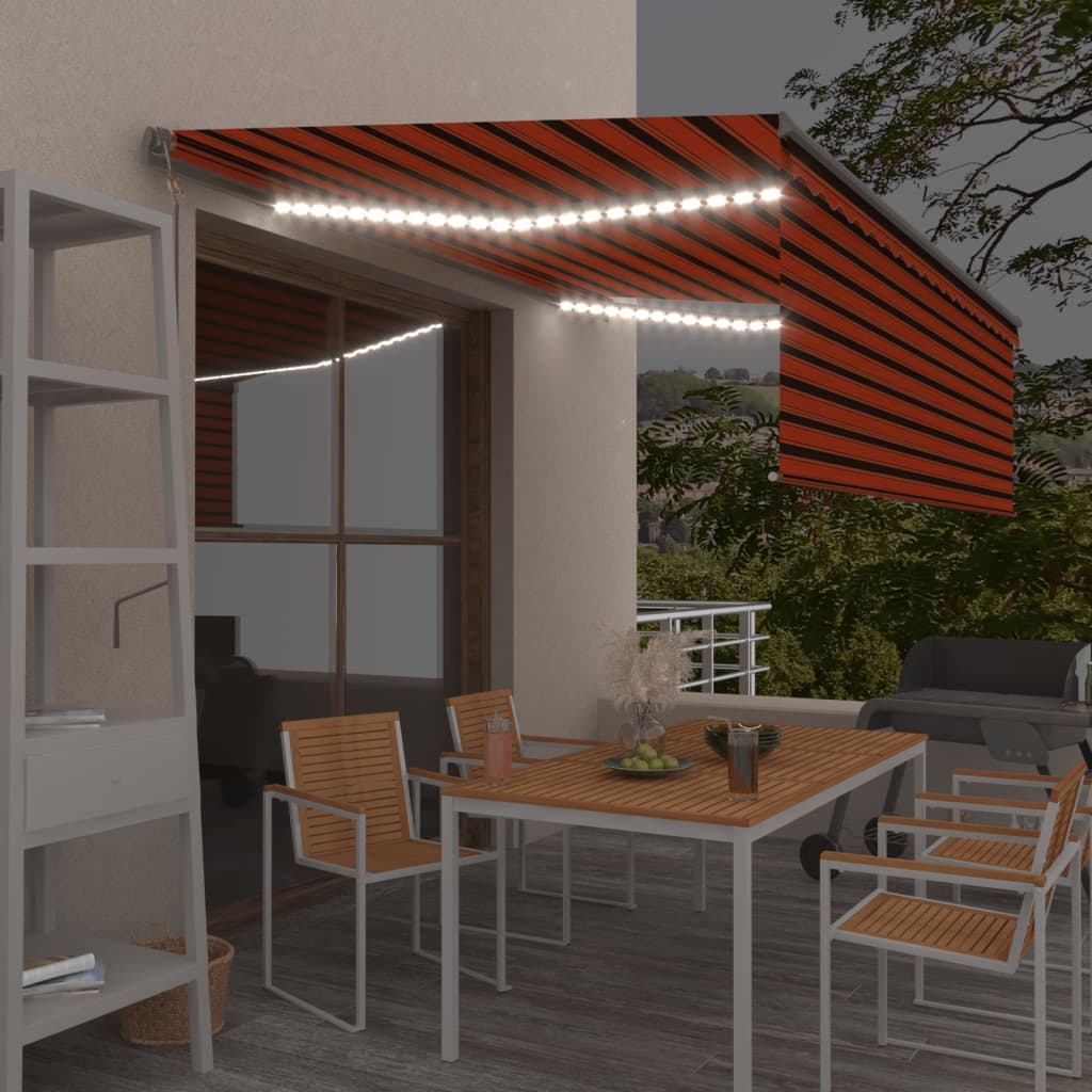 Automatska tenda roleta i senzor LED 4,5 x 3 m narančasto-smeđa