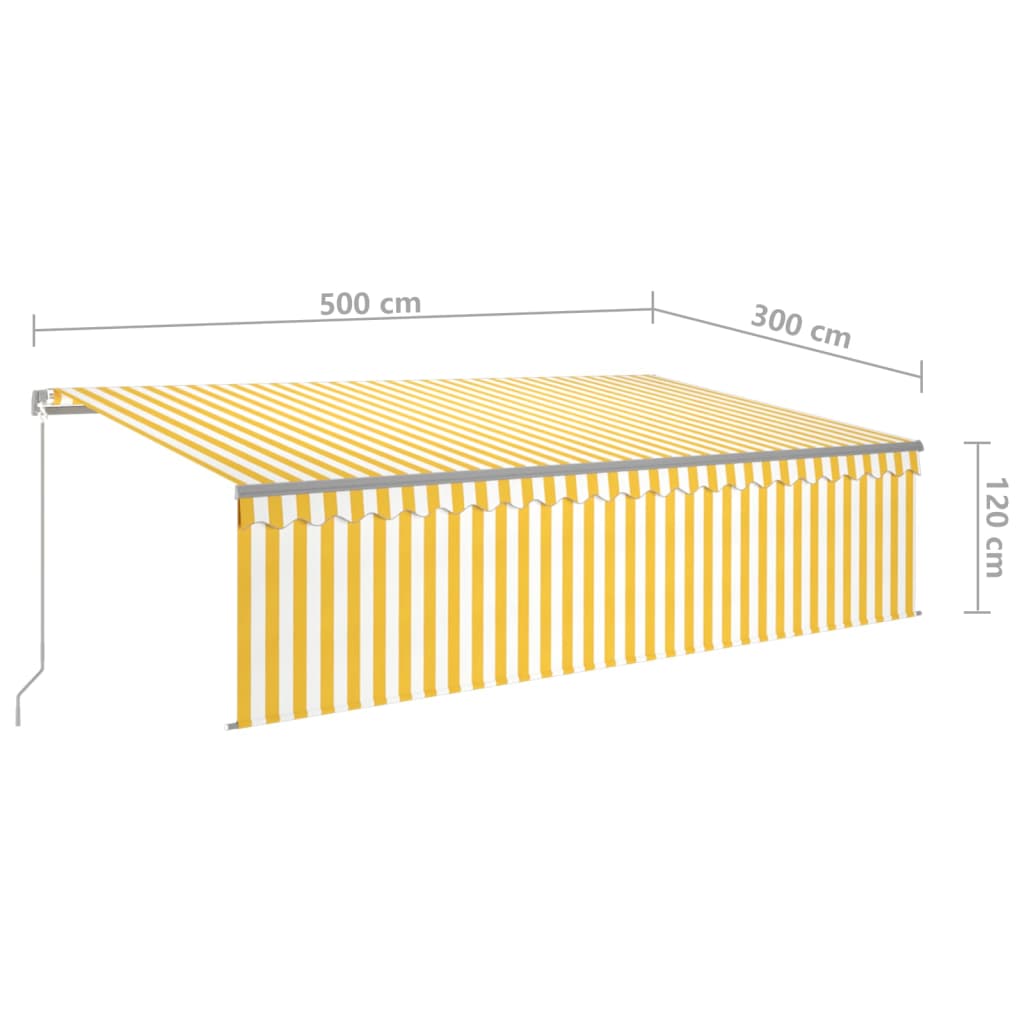 Tenda na ručno uvlačenje s roletom 5 x 3 m žuto-bijela