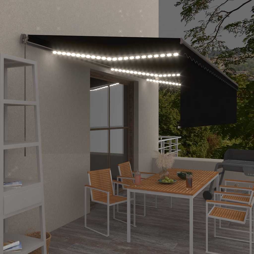 Tenda na ručno uvlačenje s roletom LED 6 x 3 m antracit