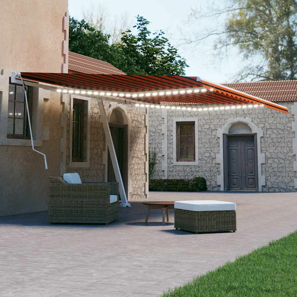 Tenda na ručno uvlačenje LED narančasto-smeđa