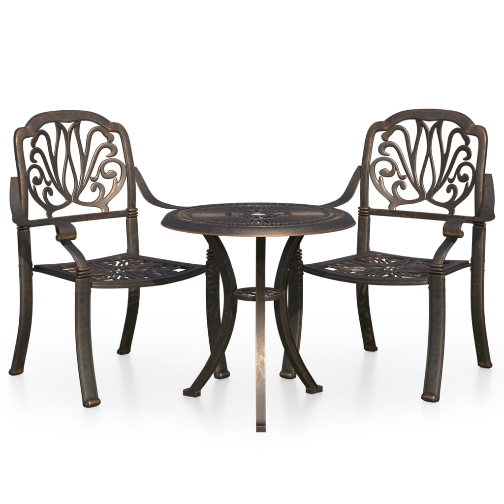 3-dijelni bistro set od lijevanog aluminija brončani